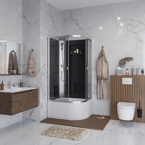 Душевая кабина Niagara Eco E90/80/40L/TN/BK 90х80 асимметричная без крыши - фото 3